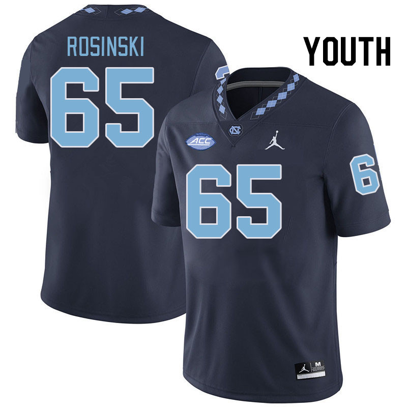 Youth #65 Andrew Rosinski North Carolina Tar Heels College Football Jerseys Stitched-Navy
